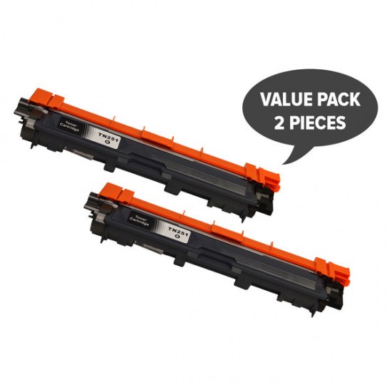 Brother TN251 Black High Yield Toner Cartridge Twin Pack Tonerink brand