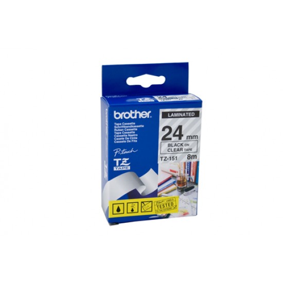 Brother 24mm Black Text On Clear Tape - 8 metres Tonerink Brand Tonerink Brand