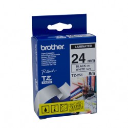 Brother 24mm Black Text On White Tape - 8 metres Tonerink Brand Tonerink Brand
