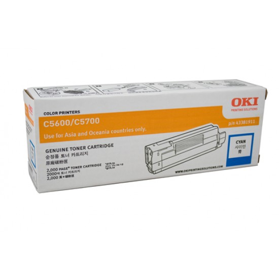 Oki C5600 / 5700 Cyan Toner Cartridge - 2,000 pages