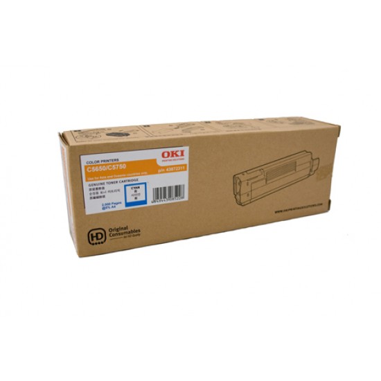 Oki C5650 Cyan Toner Cartridge - 2,000 pages