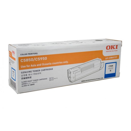 Oki C5850 / 5950 Cyan Toner Cartridge - 6,000 pages