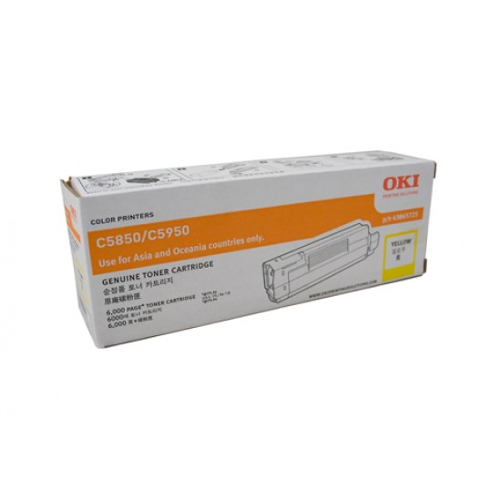 Oki C5850 / 5950 Yellow Toner Cartridge - 6,000 pages