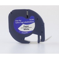 Dymo Letratag 91201 12mm x 4m White Label Tape compatible