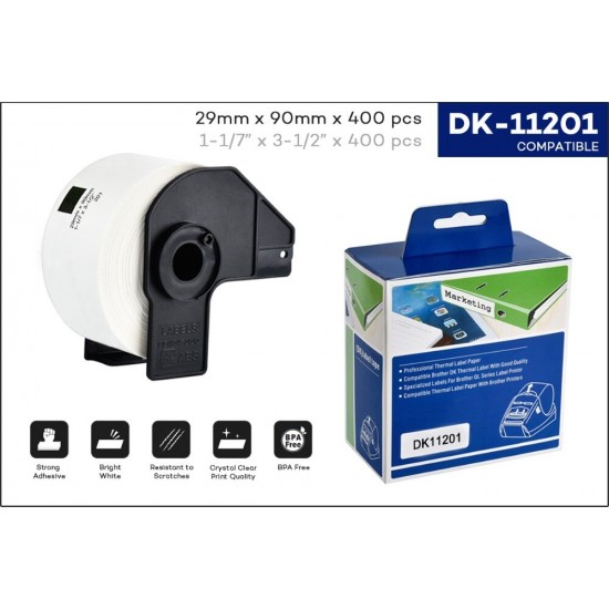 Brother DK11201 Label 29mm x 90mm - 400 per roll Tonerink Brand